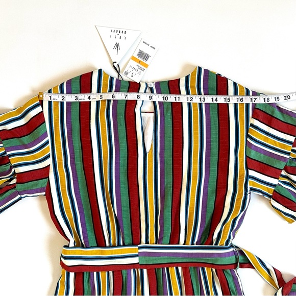 LOST + WANDER ANTHROPOLOGIE MULTI STRIPE FLUTTER RUFFLE SLEEVE AND HEM NWT! SzS - Picture 12 of 13